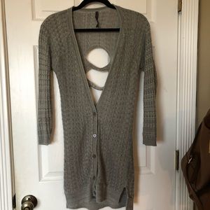 Open back grey cardigan